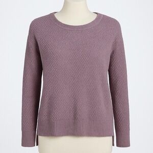 LRL Y2K 100% Cotton Textured Crewneck Sweater Size M Purple Cottagecore Preppy‎